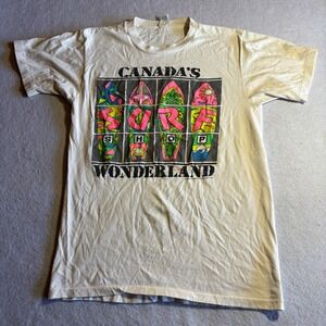 Vintage 80s Canada Surf Shop Wonderland T Shirt Men's M Cream